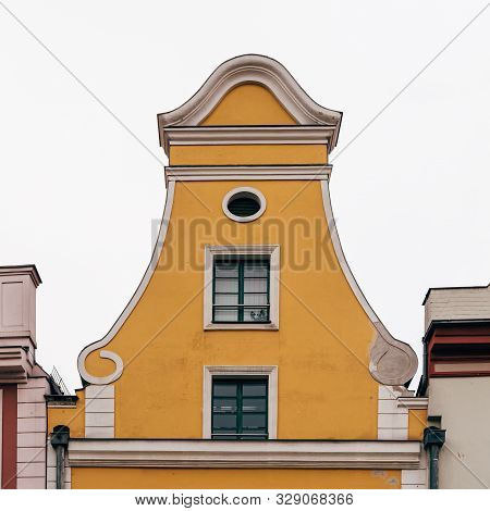 Traditional Houses With Gable In The Old Town Of Stralsund