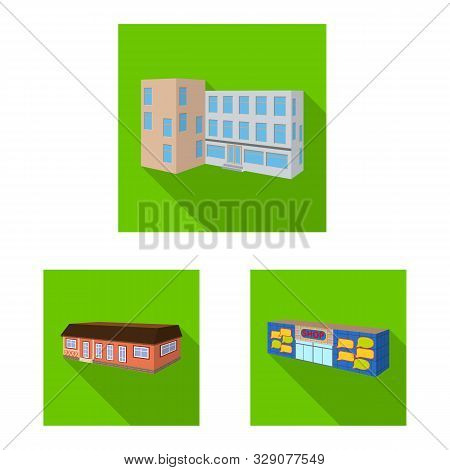 Vector Design Of Facade And Housing Logo. Set Of Facade And Infrastructure Stock Symbol For Web.
