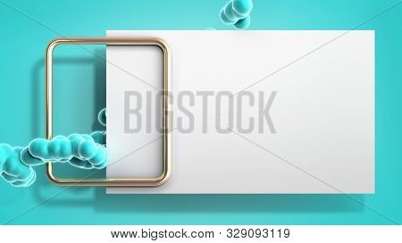 Abstract Light Color Frame As Background With Soft Fluide Balls 3d Render Image On Blue