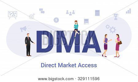 Dma Direct Market Access Concept With Big Word Or Text And Team People With Modern Flat Style - Vect