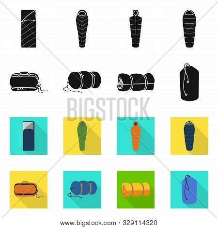 Vector Illustration Of Blanket And Camping Symbol. Set Of Blanket And Equipment Vector Icon For Stoc
