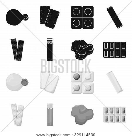 Vector Design Of Bubblegum And Product Icon. Set Of Bubblegum And Dental Stock Vector Illustration.