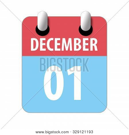 December 1st. Day 1 Of Month, Simple Calendar Icon On White Background. Planning. Time Management. S