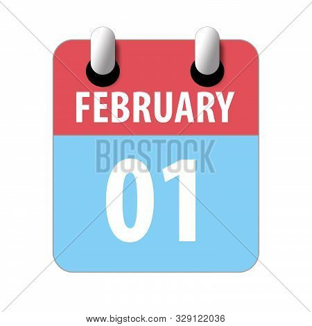 February 1st. Day 1 Of Month, Simple Calendar Icon On White Background. Planning. Time Management. S