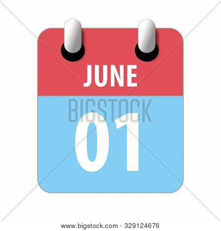 June 1st. Day 1 Of Month, Simple Calendar Icon On White Background. Planning. Time Management. Set O