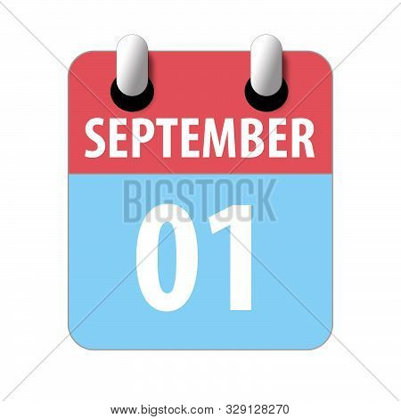 September 1st. Day 1 Of Month, Simple Calendar Icon On White Background. Planning. Time Management. 