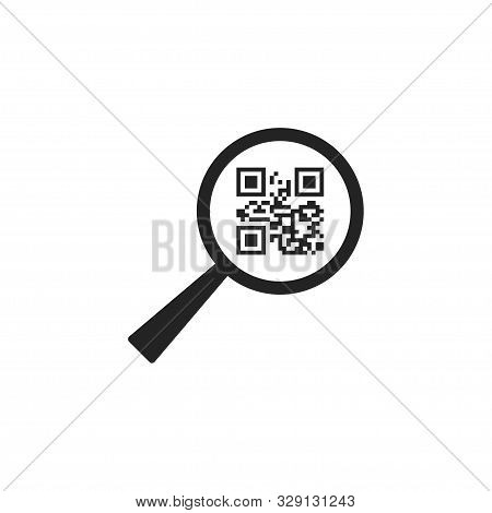 Qr Code, Magnifying Icon. Vector Illustration, Flat Design.