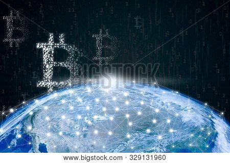 Cryptocurrency And Network Connection Concept And Elements Of This Image Furnished By Nasa
