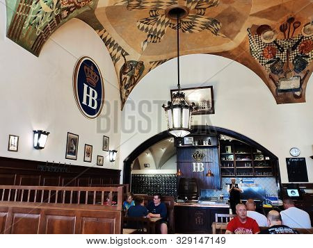 Munich, Germany - June 28, 2019: Hofbraeuhaus Beer House, Munich, Germany