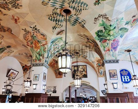 Munich, Germany - June 28, 2019: Hofbraeuhaus Beer House, Munich, Germany