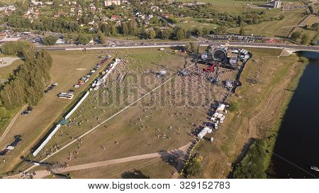 Aerial View Of Jelgava City Latvia Zemgale Drone Top View