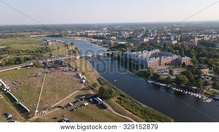 Aerial View Of Jelgava City Latvia Zemgale Drone Top View
