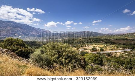 Mountains On The Island Of Crete On A Clear Sunny Summer Day.