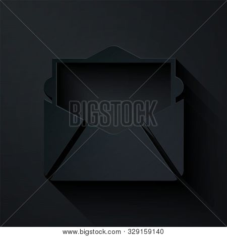 Paper Cut Mail And E-mail Icon Isolated On Black Background. Envelope Symbol E-mail. Email Message S