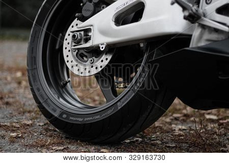 Krasnoyarsk, Russia - September 9, 2019: Red And Black Sportbike Honda Cbr 600 Rr 2005 Pc37.