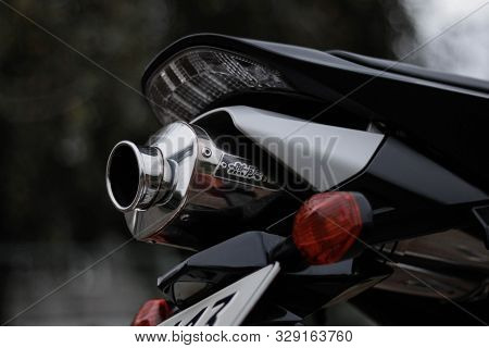 Krasnoyarsk, Russia - September 9, 2019: Red And Black Sportbike Honda Cbr 600 Rr 2005 Pc37.