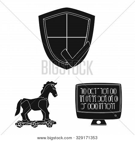 Vector Design Of Virus And Secure Symbol. Set Of Virus And Cyber Stock Vector Illustration.