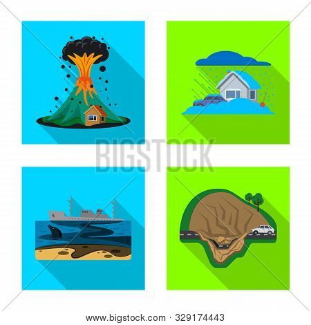 Vector Design Of Natural And Disaster Logo. Collection Of Natural And Risk Vector Icon For Stock.