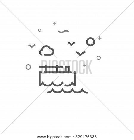 Pier Simple Vector Line Icon. Berth Symbol, Pictogram, Sign. Light Background. Editable Stroke. Adju