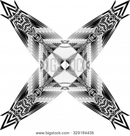 Black On Transparent Background Abstract Arabesque Krown Butterfly Quad Frame Illusion Designer Grap