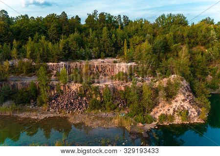 Basalt Pillars, Ukraine: September 7, 2019 Picturesque And Magical Basalt Pillars Of Rivne Region.