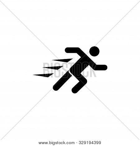 Running Man, Fast Runner Person. Flat Vector Icon Illustration. Simple Black Symbol On White Backgro
