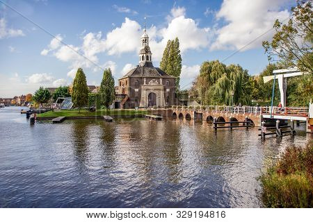 City Gate Zijlpoort And  The Canal, Landmark In The, Leiden, Netherlands