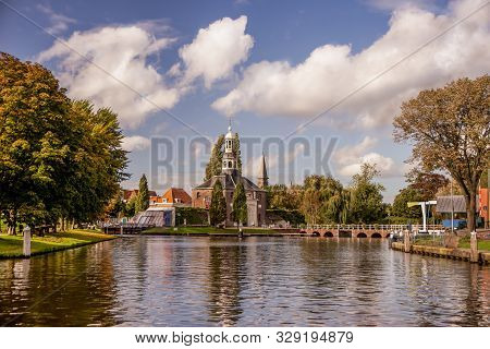 City Gate Zijlpoort And  The Canal, Landmark In The, Leiden, Netherlands