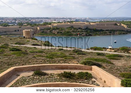 Cala Teulera Bay Near La Mola Fortress On The Island Of Menorca, Spain