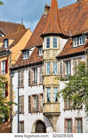 House Exterior Architectural Structure Called Oriel, In Colmar, Alsace, France