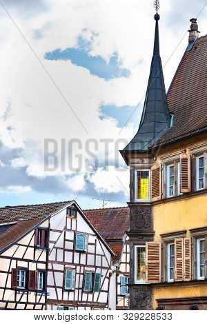 House Exterior Architectural Structure Called Oriel, In Colmar, Alsace, France
