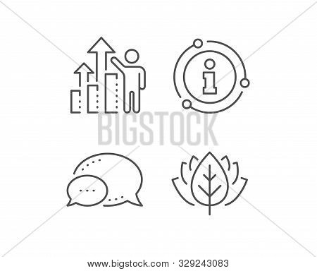 Employee Results Line Icon. Chat Bubble, Info Sign Elements. Work Result Sign. Statistics Chart Symb