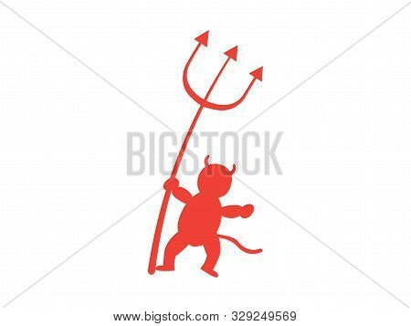 Red Silhouette Of A Diablo Cartoon. Halloween Concept - Vector Illustration