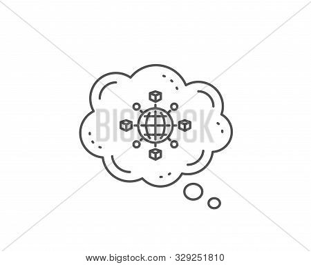 Logistics Network Line Icon. Chat Bubble Design. Parcel Tracking Sign. Goods Distribution Symbol. Ou