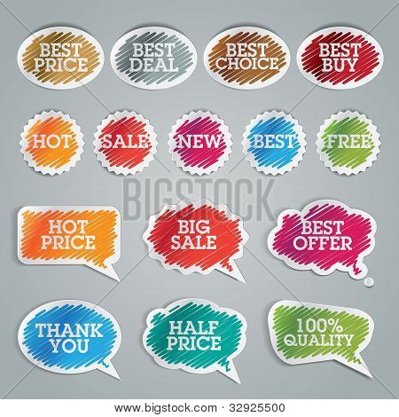 Sada nálepek barevné vektorové