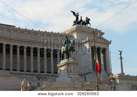 White Vittoriano Monument In Rome In Italy