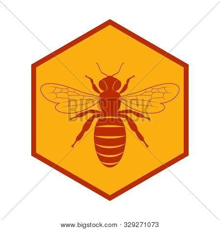 Bee Graphic Icon. Bee In The Honeycomb Isolated Sign On White Background. Symbol Of Beekeeping. Vect