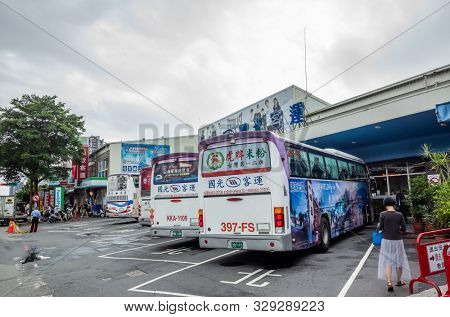 Taichung, Taiwan - August 16th, 2019: taichung chaoma long distance intercity bus station with Kuo-Kuang Motor, Taiwan