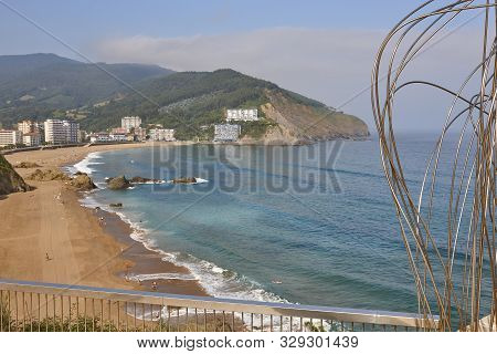 Spanish Traditional Basque Coastline Country Beach Of Bakio. Spain Tourism