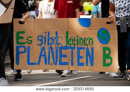 Germany, Niederstetten, Baden Wurttemberg. September 2019. Group Of People Supporting Fight Against 