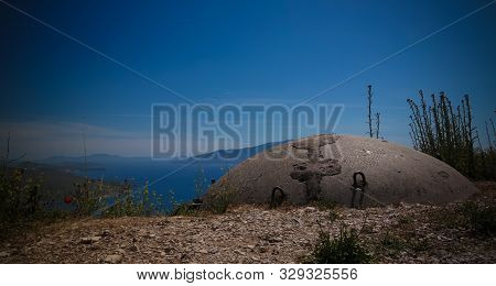 Landscape With The Military Bunkers Near Lekuresi Castle At Saranda, Albania