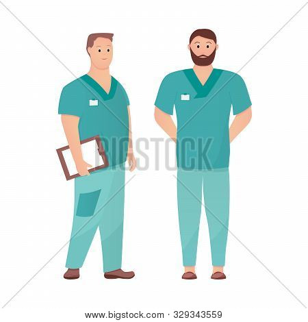 Five Doctors Standing Tall On Isolated Background