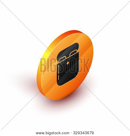 Isometric Air Headphones In Box Icon Icon Isolated On White Background. Holder Wireless In Case Earp