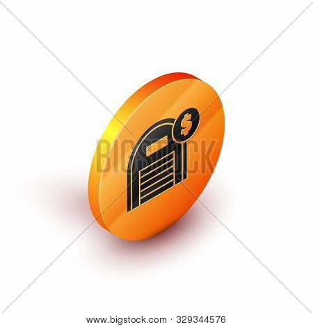 Isometric Warehouse With Dollar Symbol Icon Isolated On White Background. Real Estate Concept. Orang