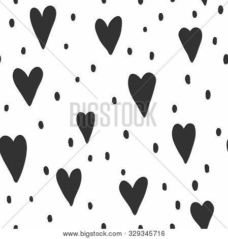 Vector Seamless Monochrome Pattern. Vector Hand Drawn Scandinavian Style Illustration Design.