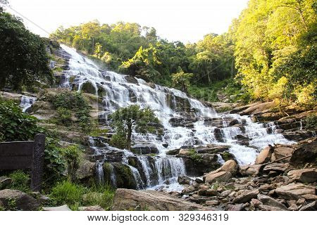 Maeya Waterfalls In Tropical Forest ,chiang Mai ,thailand.