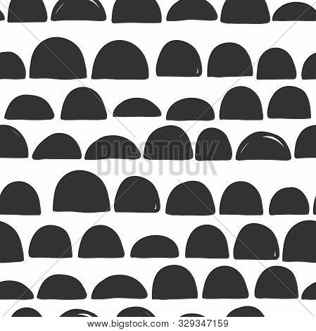 Vector Seamless Monochrome Pattern. Vector Hand Drawn Scandinavian Style Illustration Design.