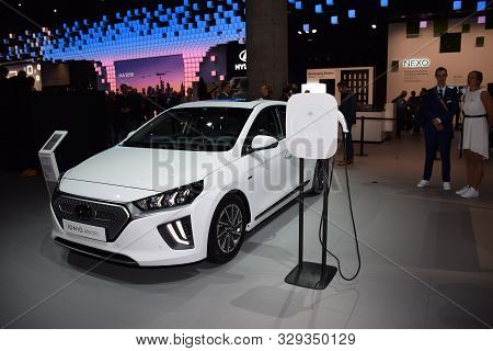 Frankfurt, Germany, September 09-2019: Hyundai Ioniq Electro Iaa 2019