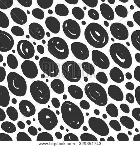 Vector Seamless Monochrome Pattern. Vector Hand Drawn Scandinavian Style Illustration Design.