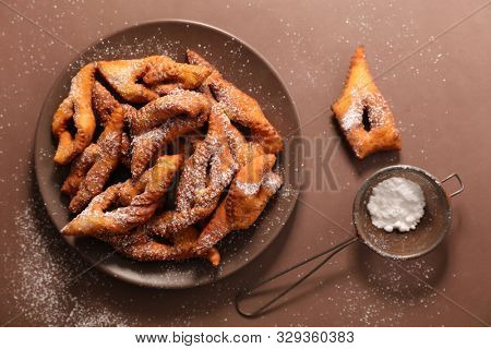 french bugne, angels wings with sugar